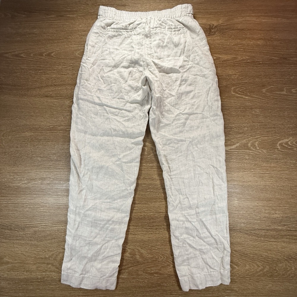 Athleta Women's 6T 100% Linen Pants Beige Pull On Relaxed Casual Coastal Minimal - Picture 10 of 10